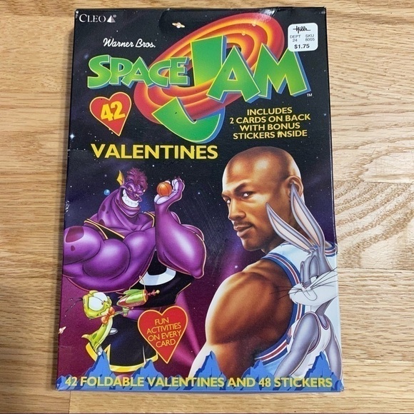 Vintage Space Jam Valentines NEW Michael Jordan Bugs Bunny 90s - Picture 2 of 6